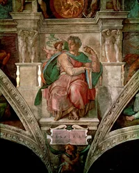 Decke der Sixtinischen Kapelle: Der Prophet Jesaja (vor der Restaurierung)